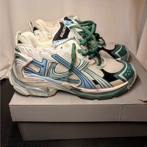 Balenciaga Green and Blue Runner Athletic Shoes